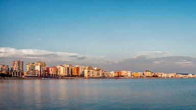 Durres public beach panorame. Albania 2019