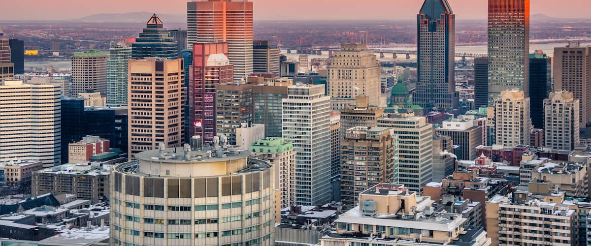Stunning Sunset over Downtown Montreal in Winter