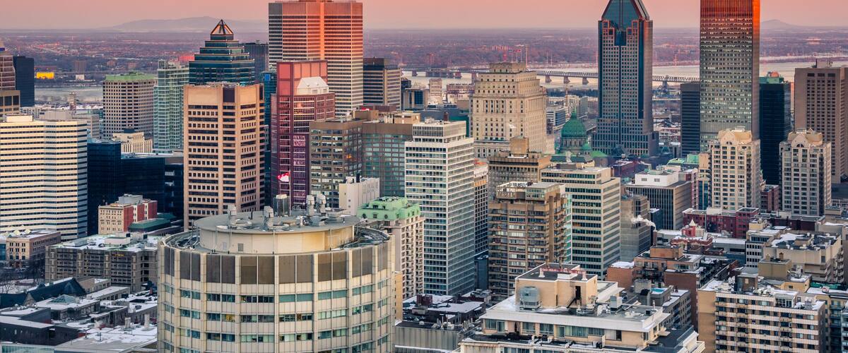 Stunning Sunset over Downtown Montreal in Winter