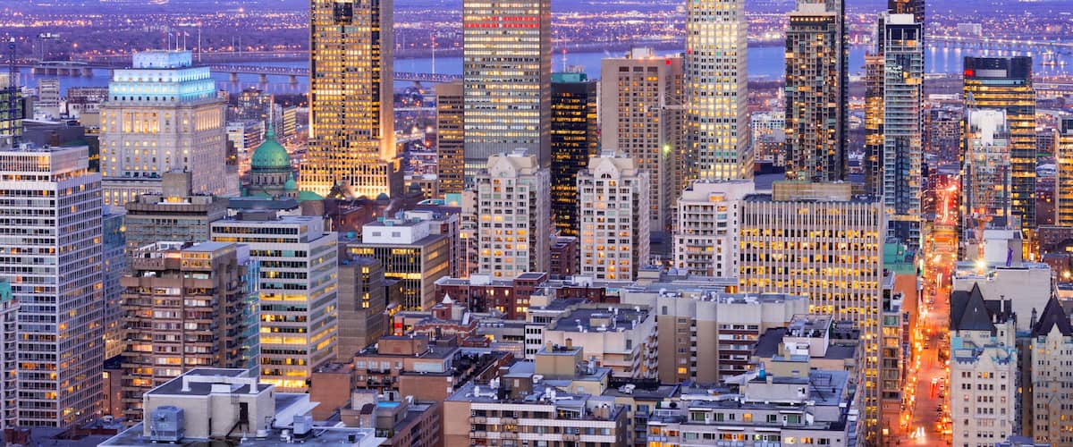 Montreal Skyline at sunset from Kondiaronk Belvedere (April 2017)