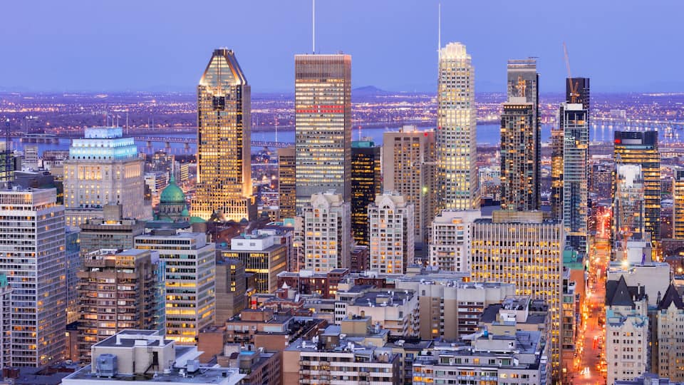 Montreal Skyline at sunset from Kondiaronk Belvedere (April 2017)