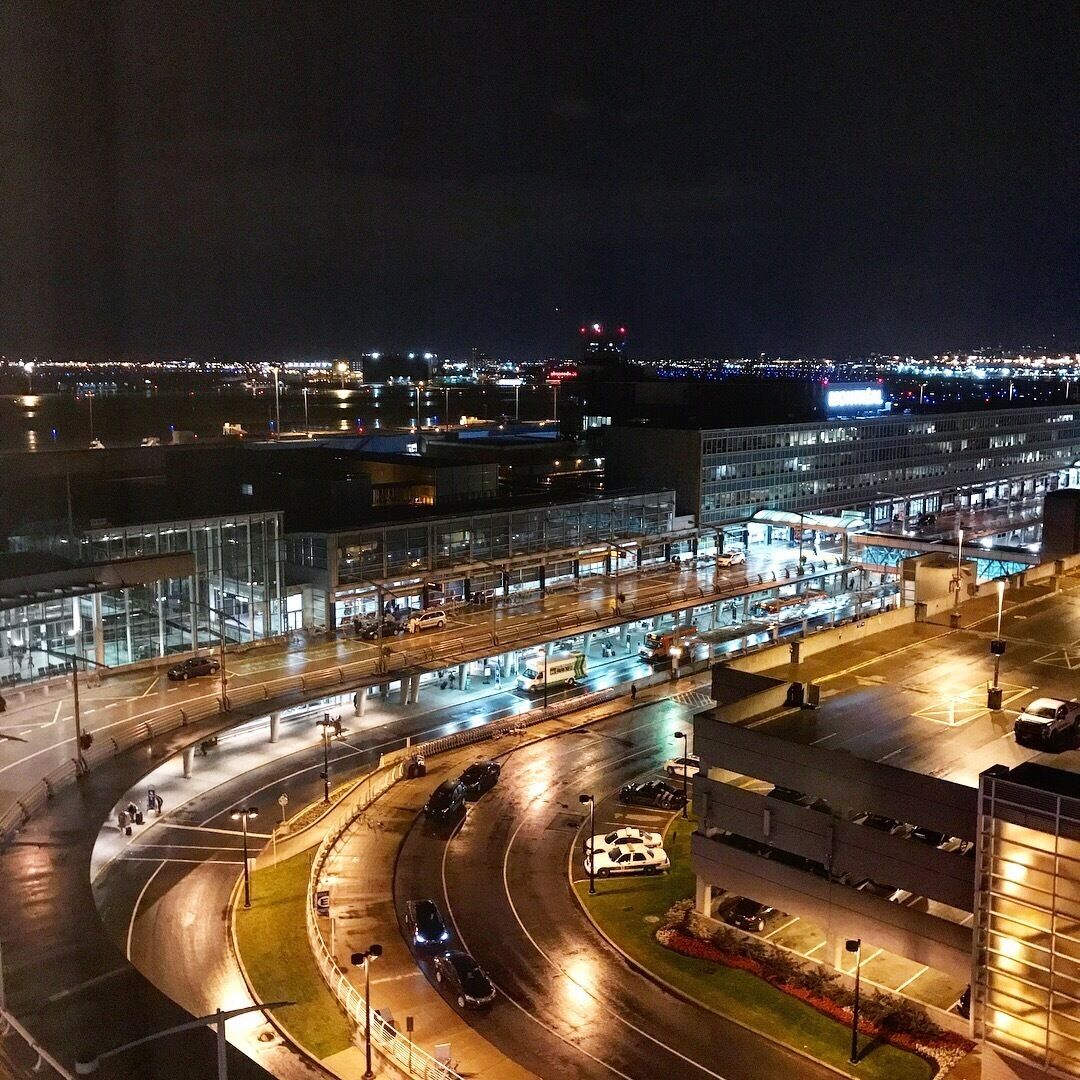 We finally made it out of Orlando FL. Spending the night in Montreal at the Airport Marriott. This is a view of the airport from our room. 