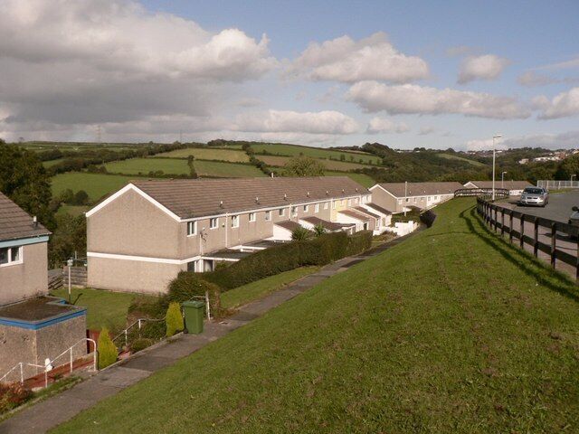 Waring Road Southway Plymouth This photograph is of the lower section of Waring Road taken from the 'tier' above. Southway is one of the council estates extending Plymouth's boundaries out toward Dartmoor.