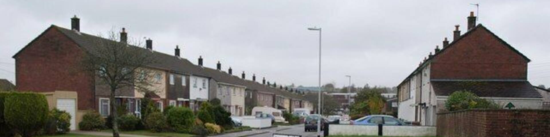 Inchkeith Road, Plymouth A road on the hilltop Southway estate, seen from its junction with Skerries Road.