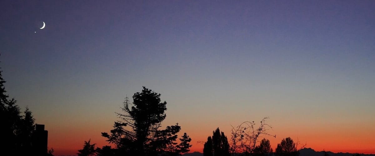 Moonscape with great sunset color