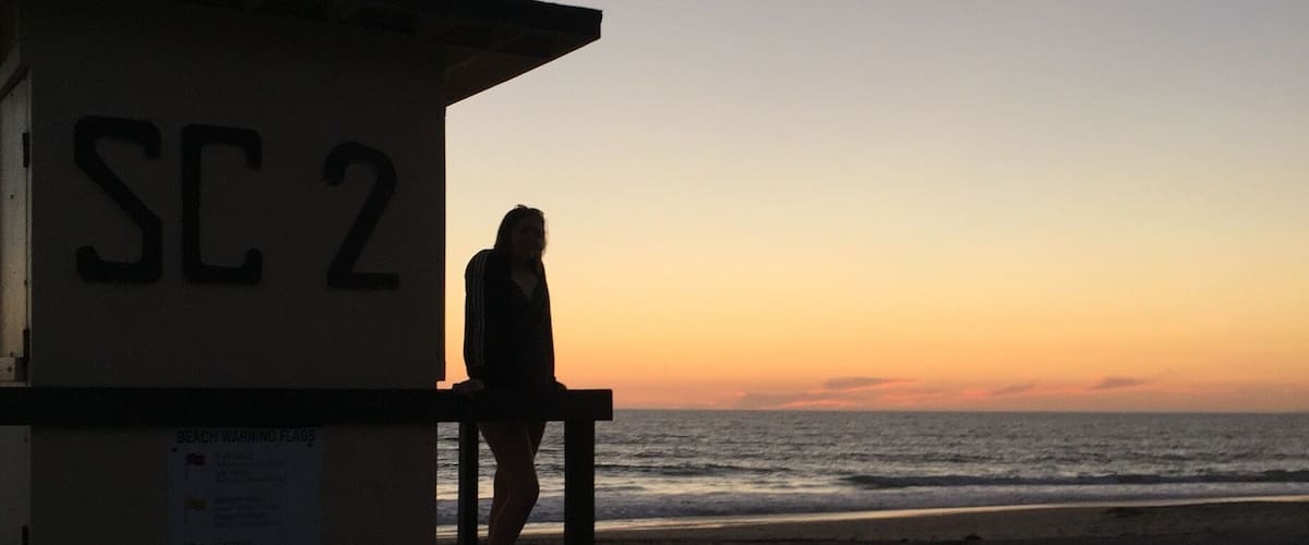 Beautiful sunset picture of my daughter. First time to California.