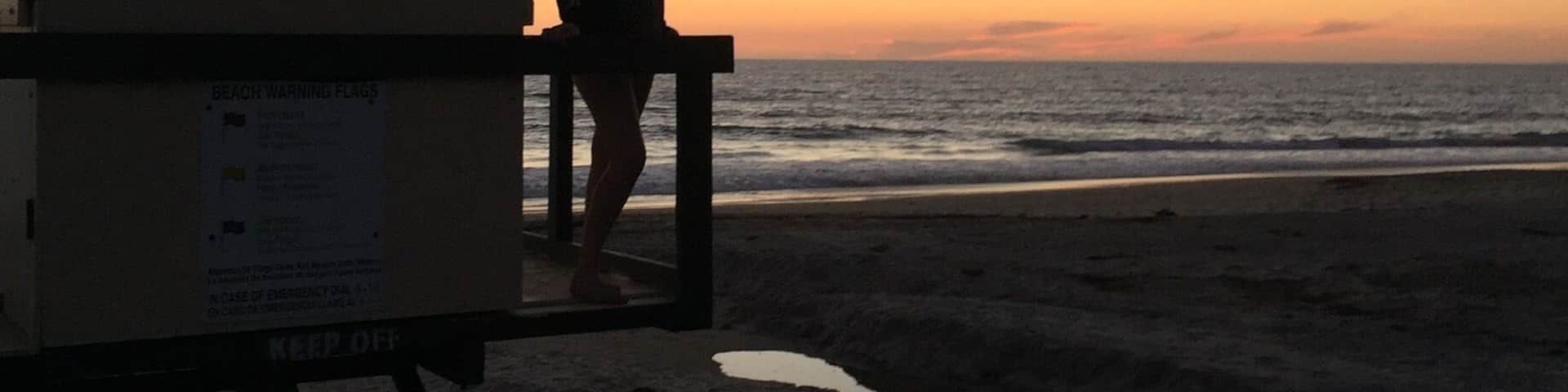 Beautiful sunset picture of my daughter. First time to California.
