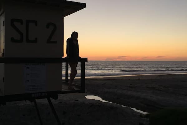 Beautiful sunset picture of my daughter. First time to California.