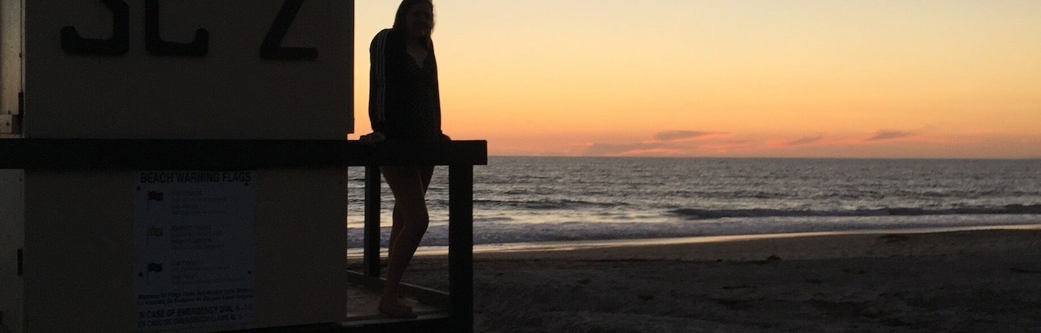 Beautiful sunset picture of my daughter. First time to California.