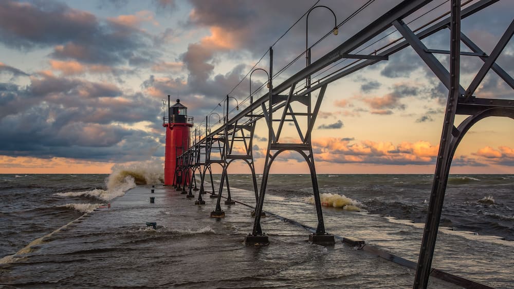 South Haven Lighthouse after sunrise