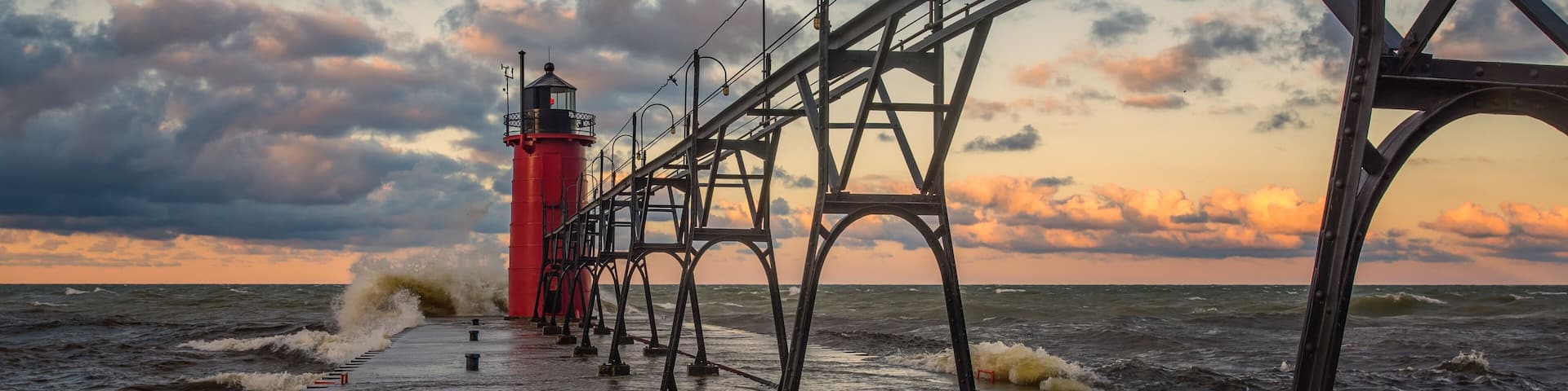 South Haven Lighthouse after sunrise