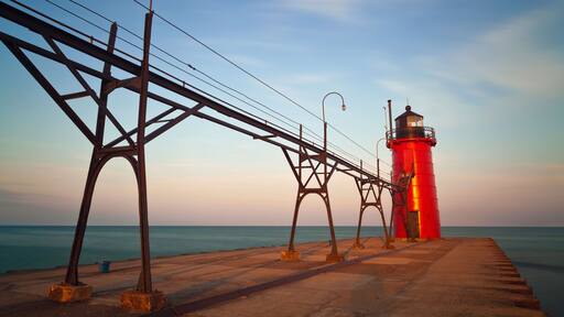 South Haven Lighthouse. Long exposure image of the South Haven Lighthouse at sunrise.; Shutterstock ID 108333773; purchase_order: SP-1269 HA 2018 Batch 1; Order: ; client: ; other: