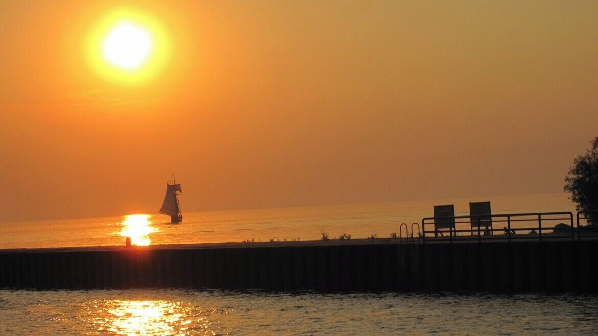 Sunsets are great on Lake Michigan in South Haven.  Easy walk along the river right to the beach.