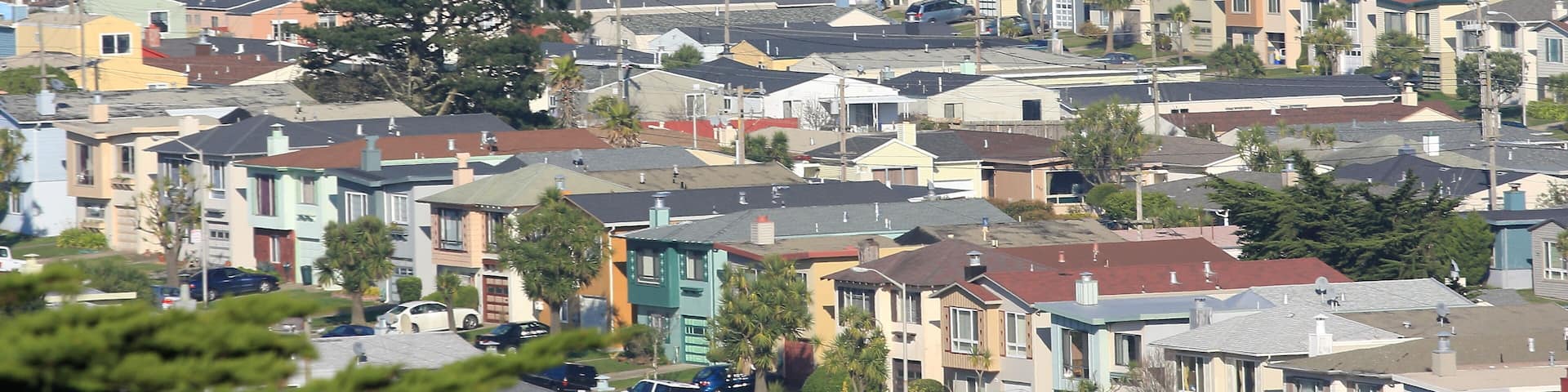 condensed view of houses in Daly City, San Francisco