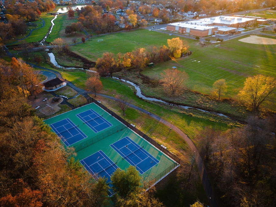 Aerial Sunset in South Plainfield New Jersey Spring Lake Park