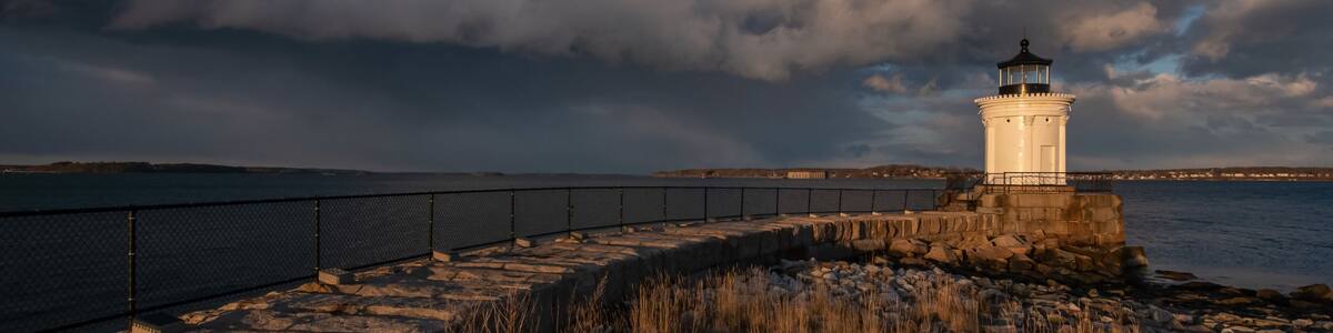 Portland Breakwater Lighthouse at sunset - Bug Light Park - South Portland, Maine.