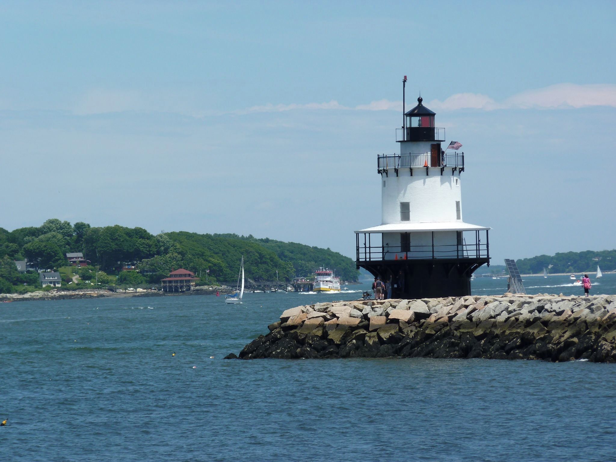Maine Lighthouse Tour: Spring Point Ledge Light. This one you can actually tour, although you got a long, hard walk over huge breaker rocks ahead of you to do so! #lighthouse