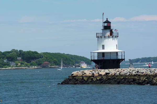 Maine Lighthouse Tour: Spring Point Ledge Light. This one you can actually tour, although you got a long, hard walk over huge breaker rocks ahead of you to do so! #lighthouse