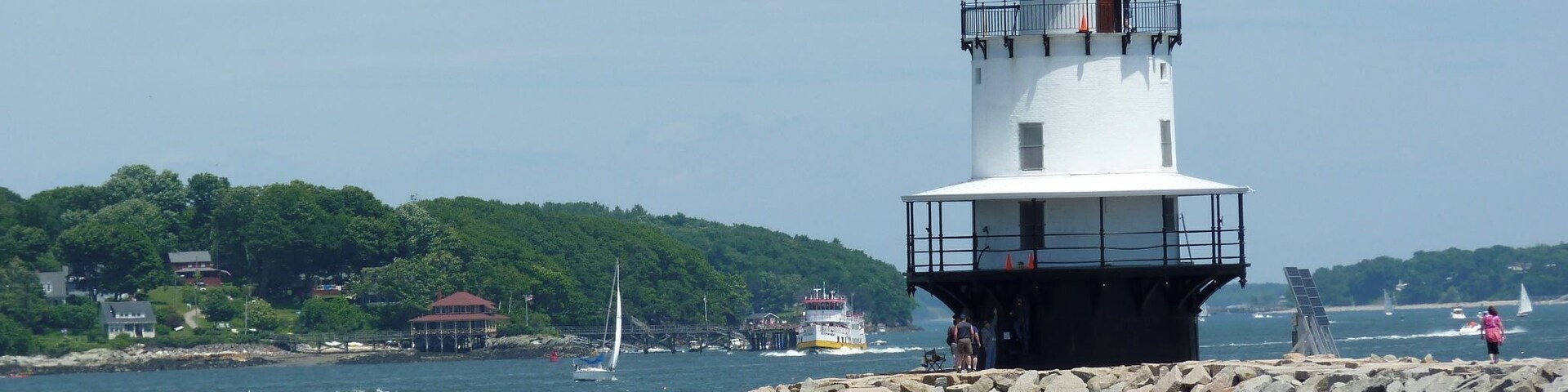 Maine Lighthouse Tour: Spring Point Ledge Light. This one you can actually tour, although you got a long, hard walk over huge breaker rocks ahead of you to do so! #lighthouse