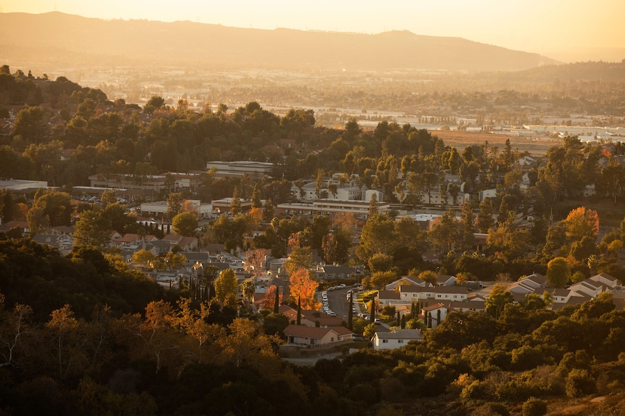 Sunset view of the city of Diamond Bar, California, USA.