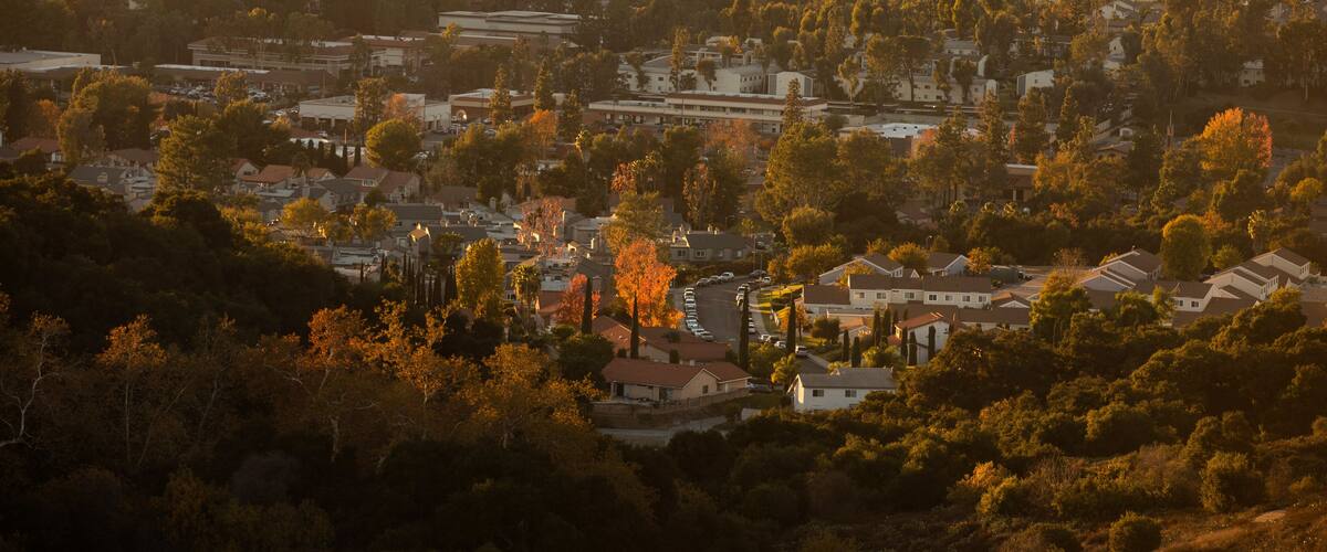 Sunset view of the city of Diamond Bar, California, USA.