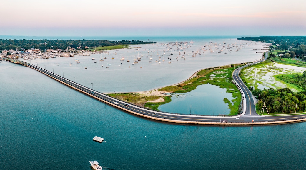 Padanaram Harbor and bridge before sunset