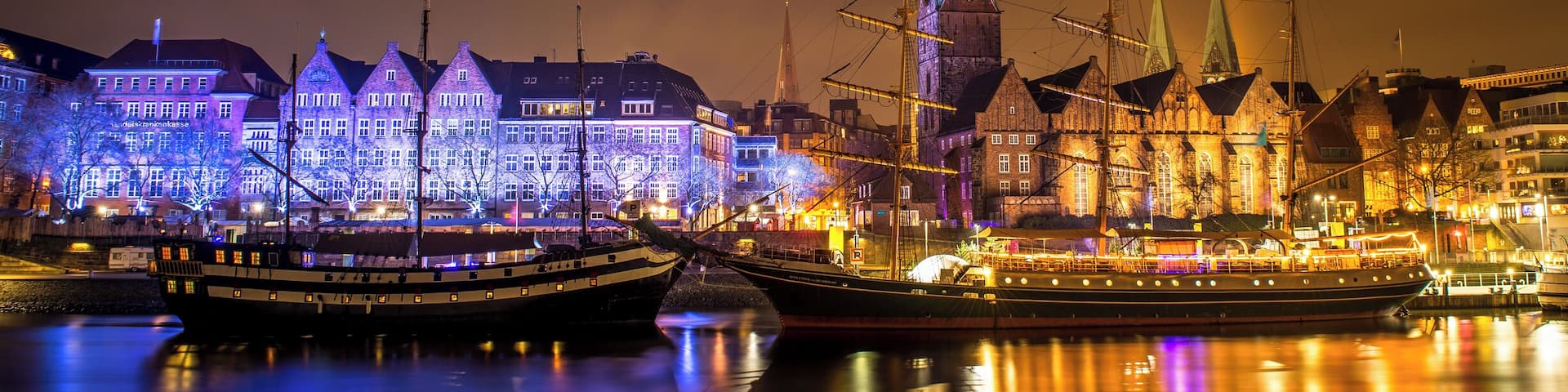 Looking across the river at the old wharf Christmas market.