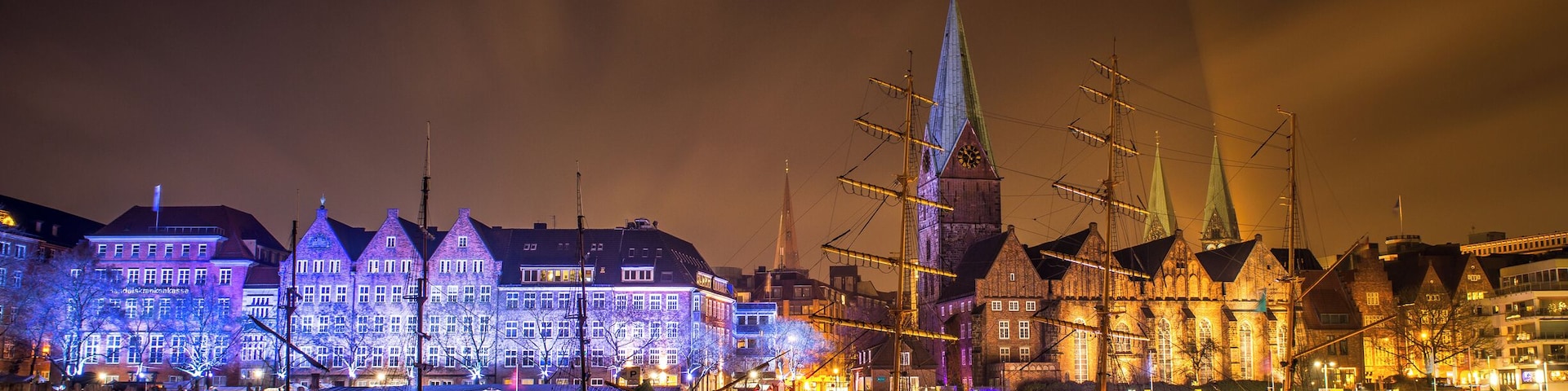 Looking across the river at the old wharf Christmas market.