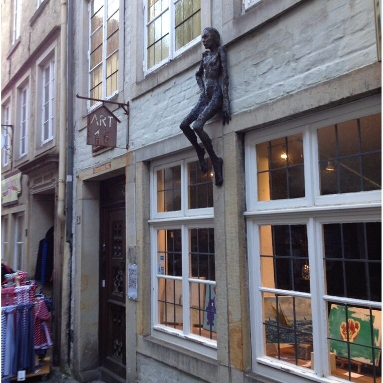 Unique art in the Schnoor.  Reminds me of a scene from many a horror movie.