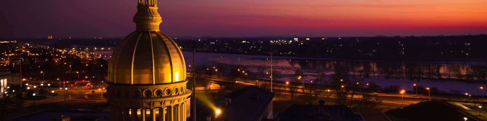 Aerial Sunset of Trenton New Jersey