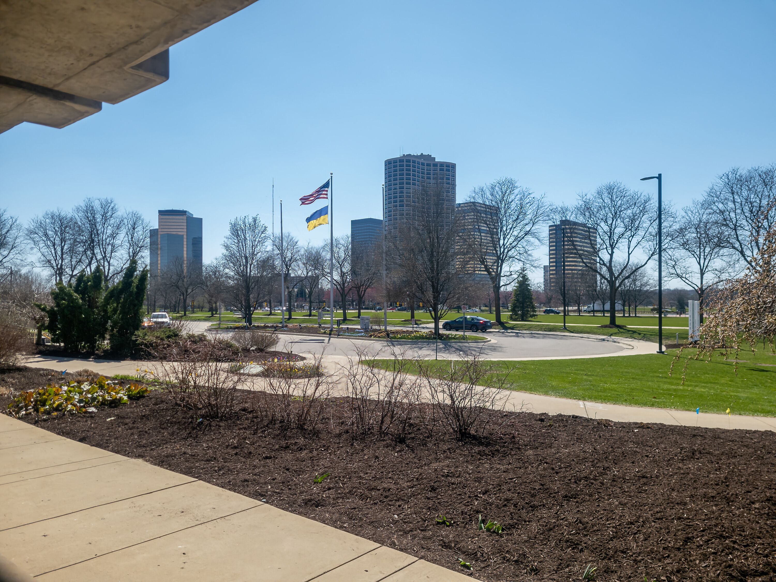Downtown Southfield taken from city hall on a clear spring day