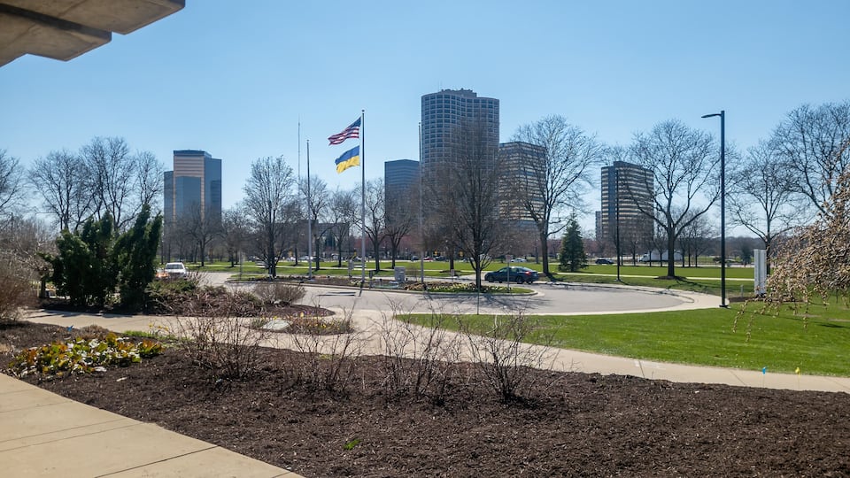 Downtown Southfield taken from city hall on a clear spring day
