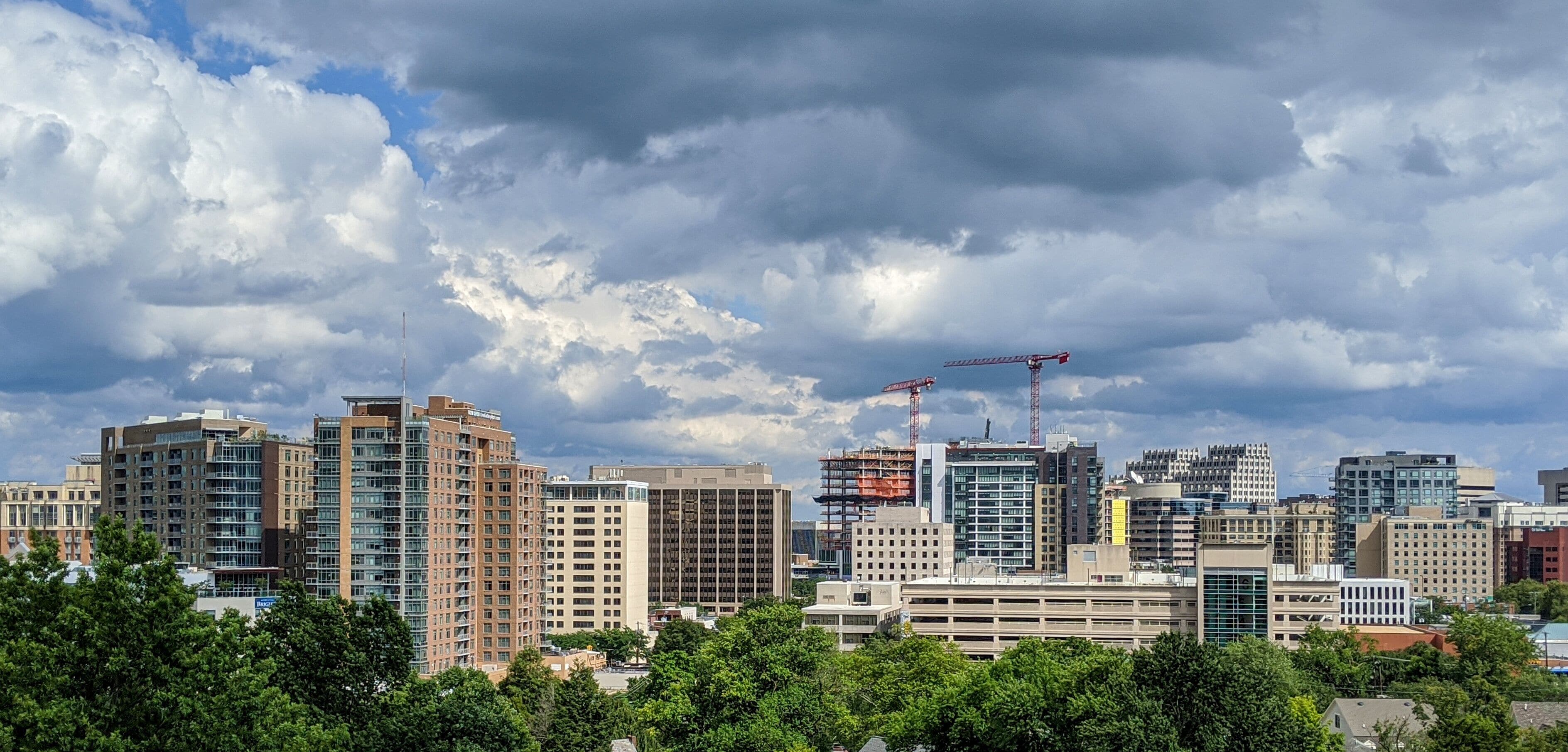 Dramatic clouds cover Bethesda, Maryland after the passing of Hurricane Isaias, August 4, 2020.
