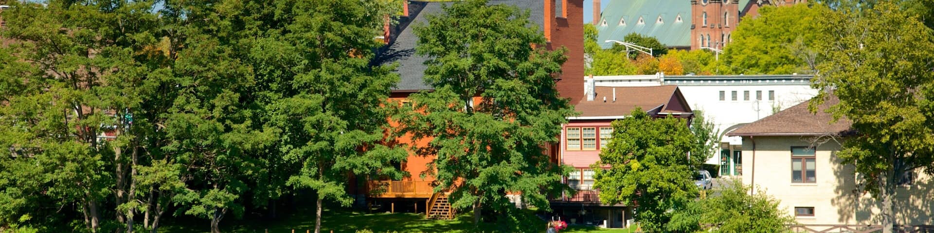 Seneca Falls showing a river or creek and heritage architecture