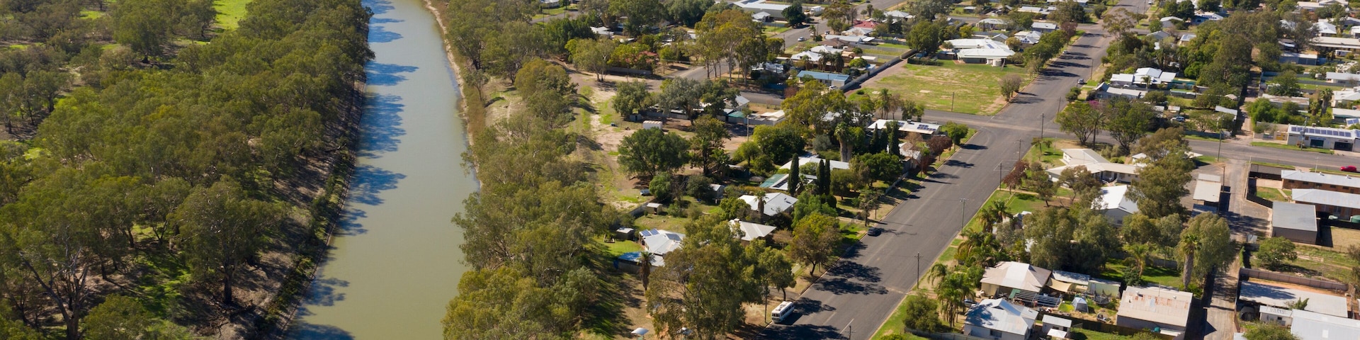The town of Bourke on the Darling river australia.