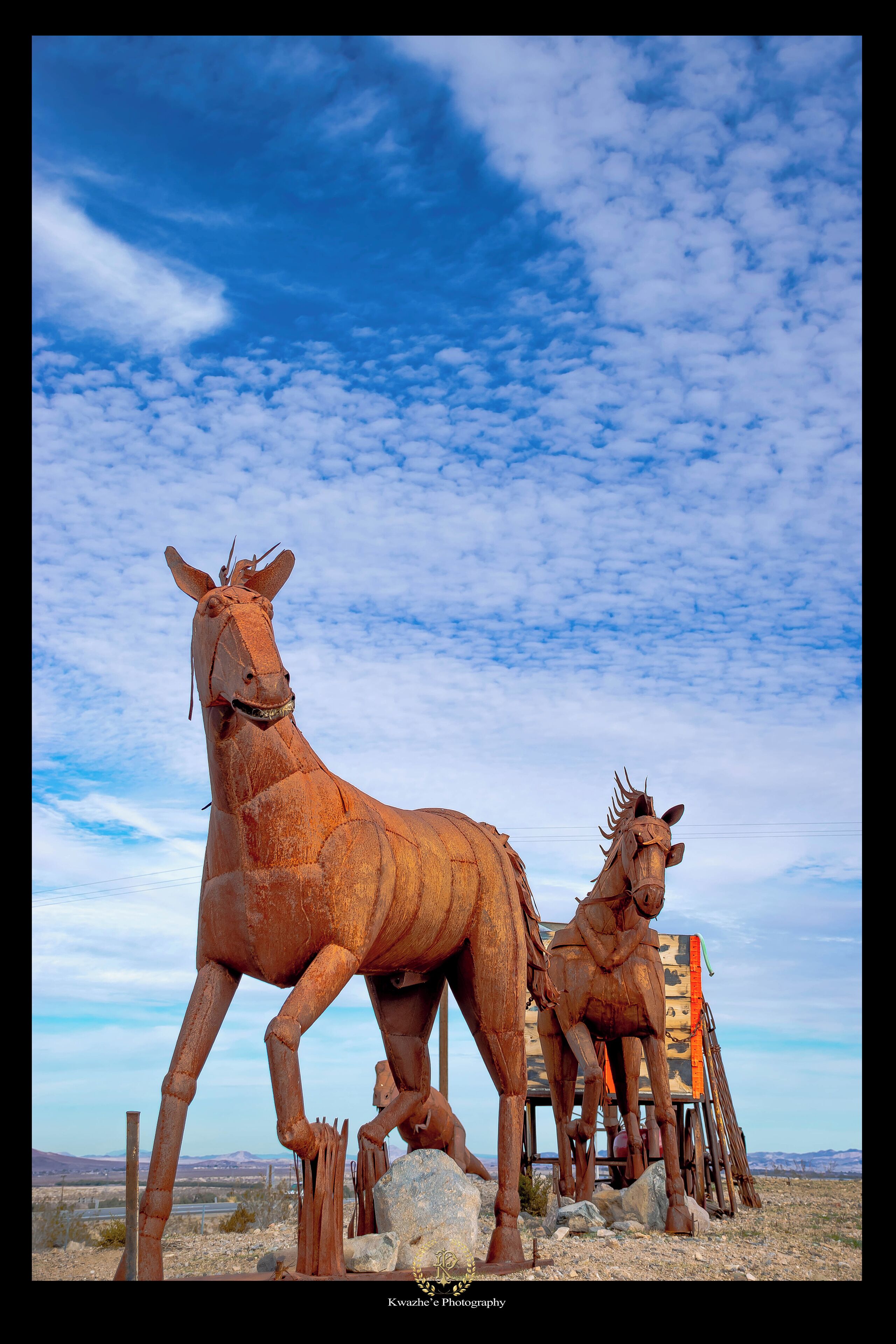 2020 of Jan 19th - Pendleton Rd, Daggett, California (Metal Animals by man made them)

Go Follow him on Facebook, https://www.facebook.com/RustyEmpireArt/ (Support Him)