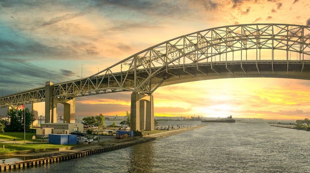 Burlington Bay James N. Allan Skyway along QEW highway in Ontario, Canada