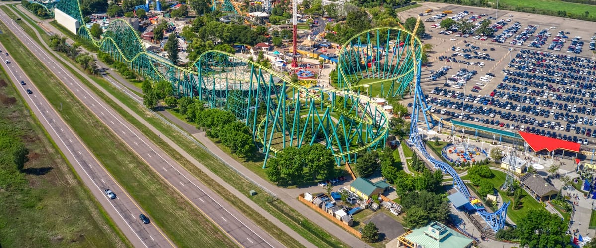 Aerial View of a popular Amusement Park in Shakopee, Minnesota
