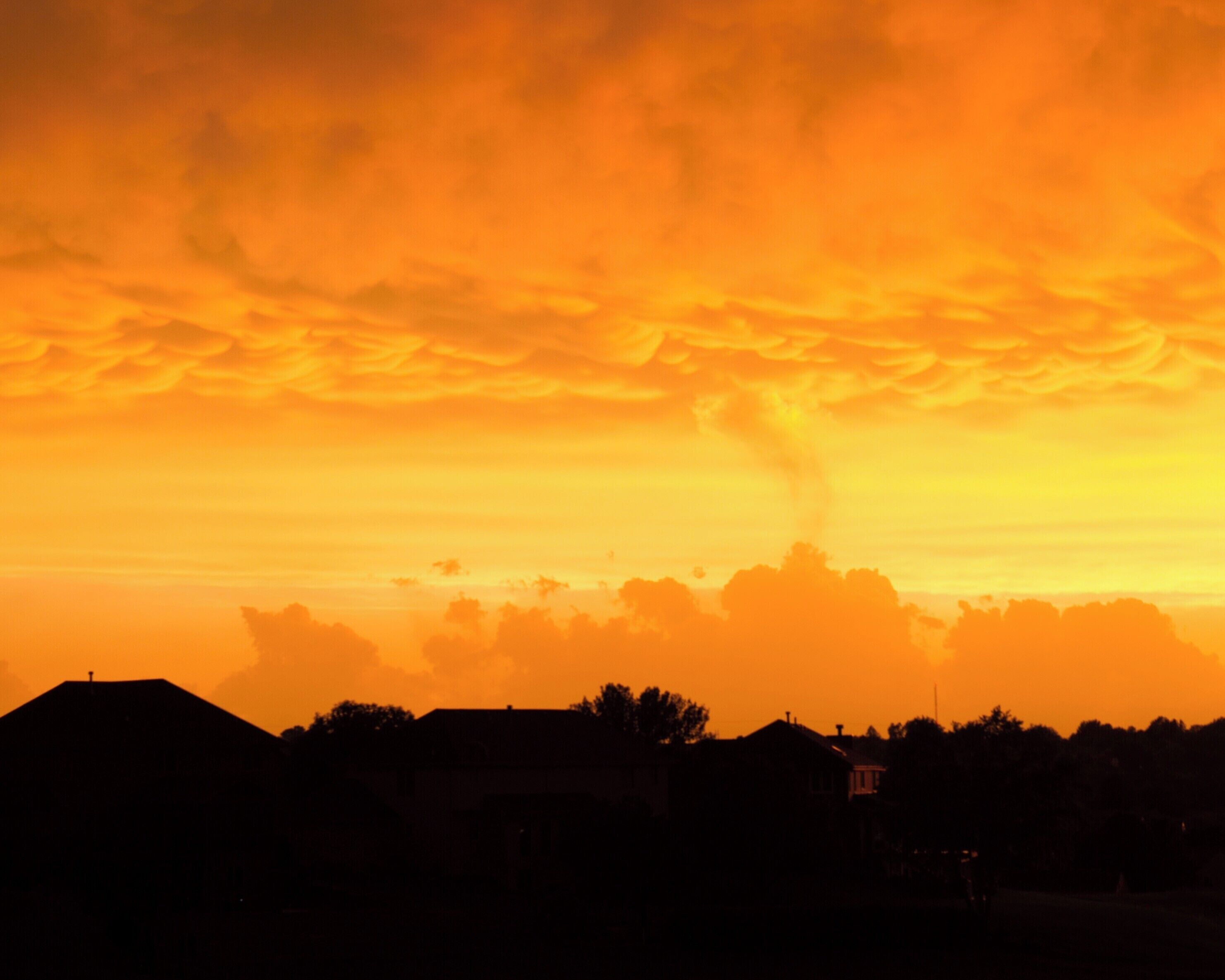We had a strong T-Storm with hail/tornado warnings.  The sunset following passage was spectacular.  It even had a scattering of Mammatus clouds.