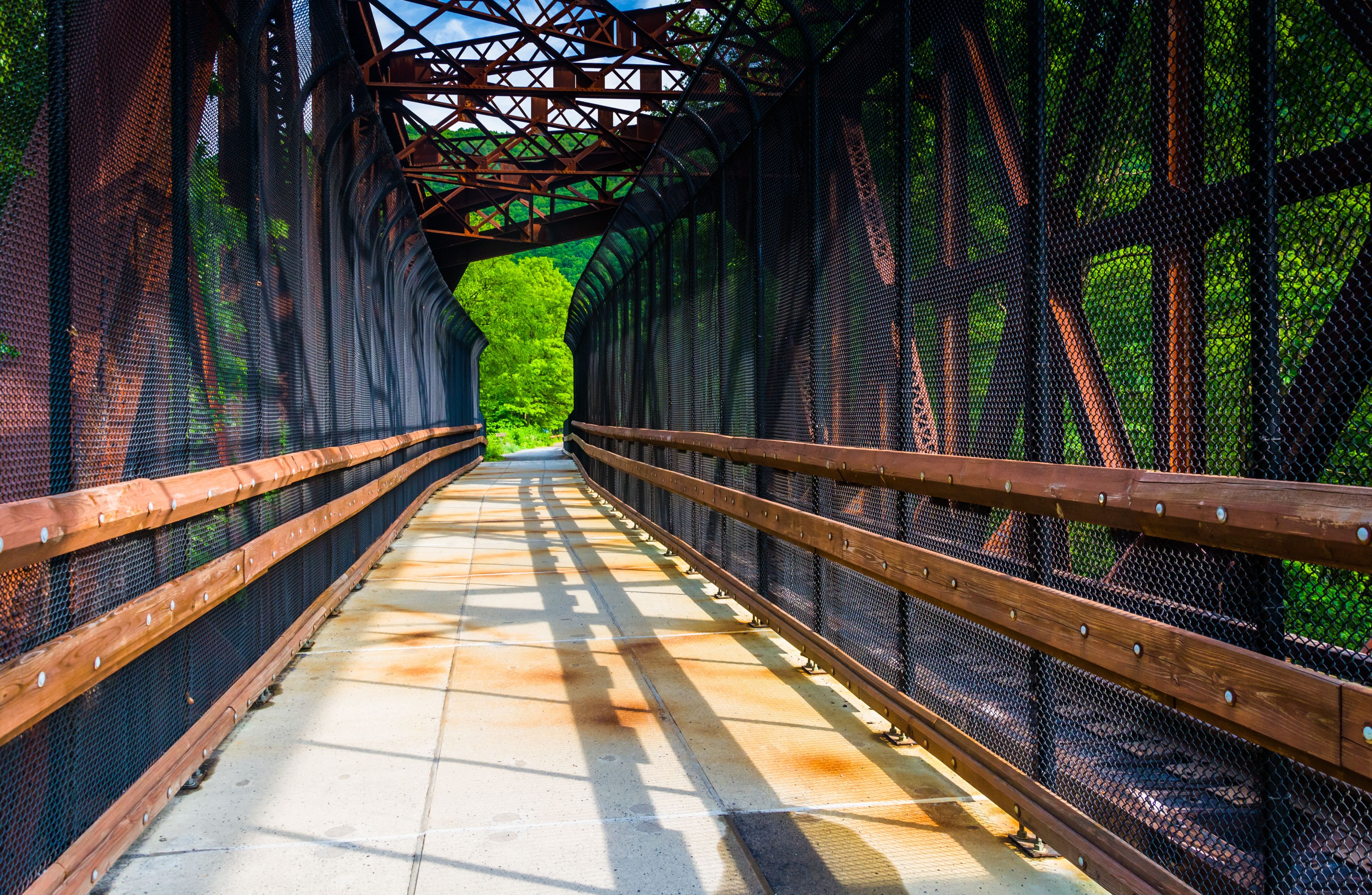 Railroad and pedestrian bridge at Lehigh Gorge State Park, Penns