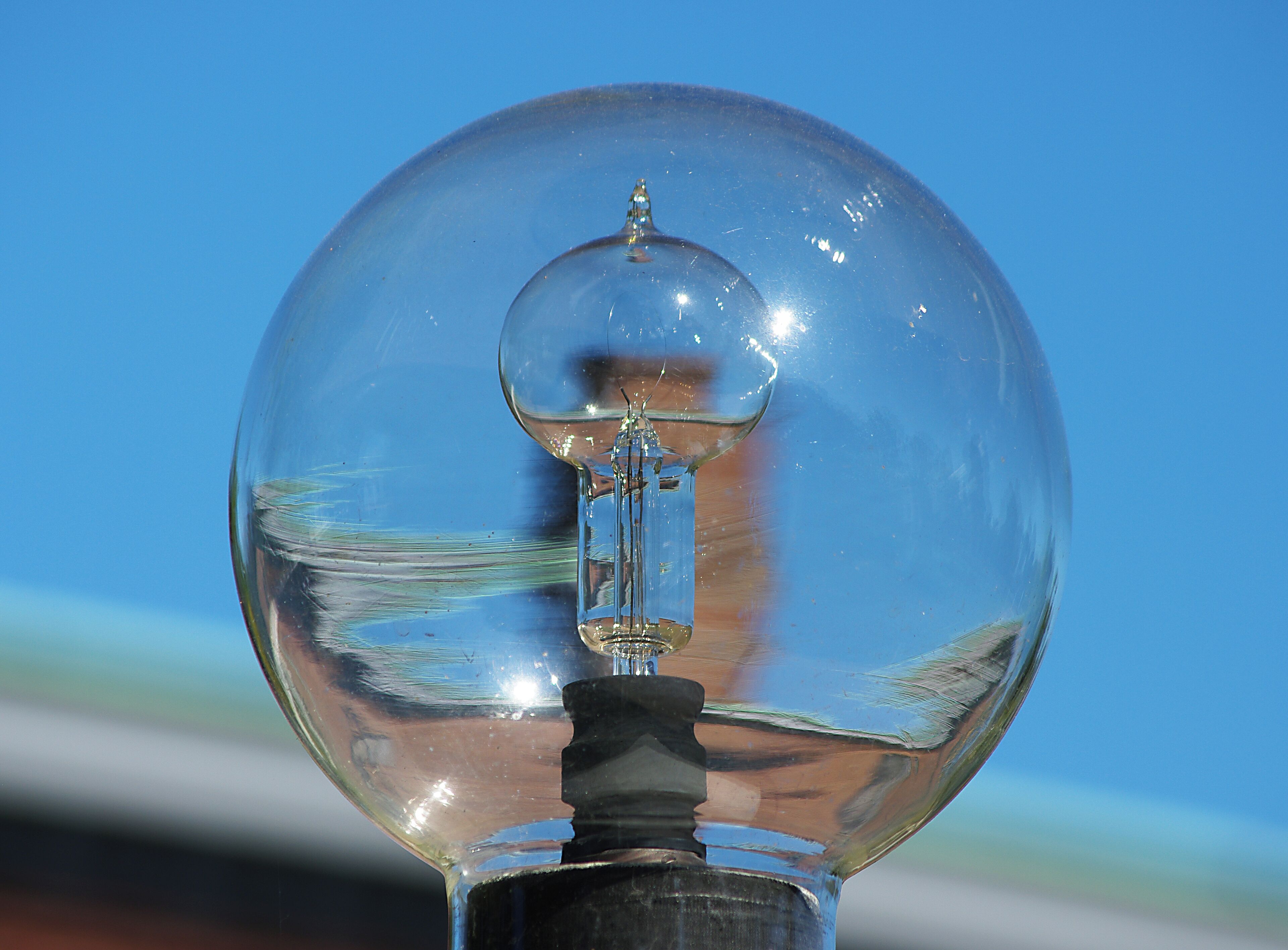 Edison's workshop was dismantled piece by pice, moved to the Village and reassembled..  Shown here is a replica of Edison's first light bulb.