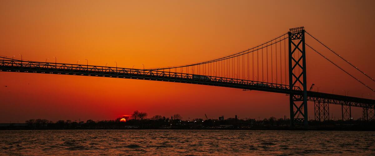 Sunset in Widsor, Ontario Canada
Ambassador Bridge border between Canada - US