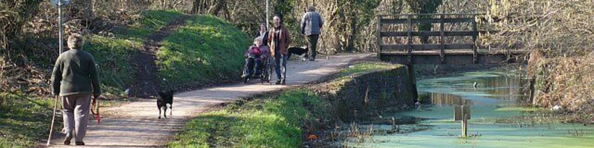 Canal tow path Being close to a housing estate, the tow path is ideal for a short stroll. This is in addition to it being part of National Cycle Route 46.