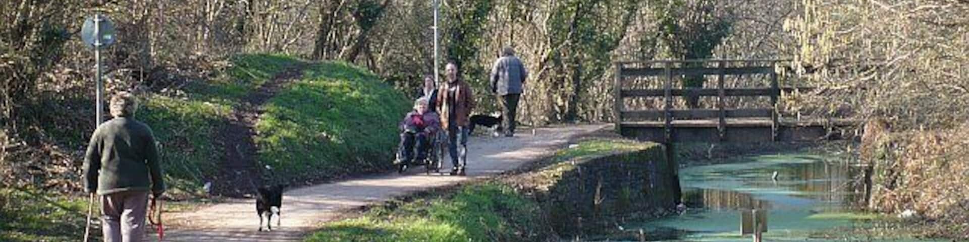 Canal tow path Being close to a housing estate, the tow path is ideal for a short stroll. This is in addition to it being part of National Cycle Route 46.
