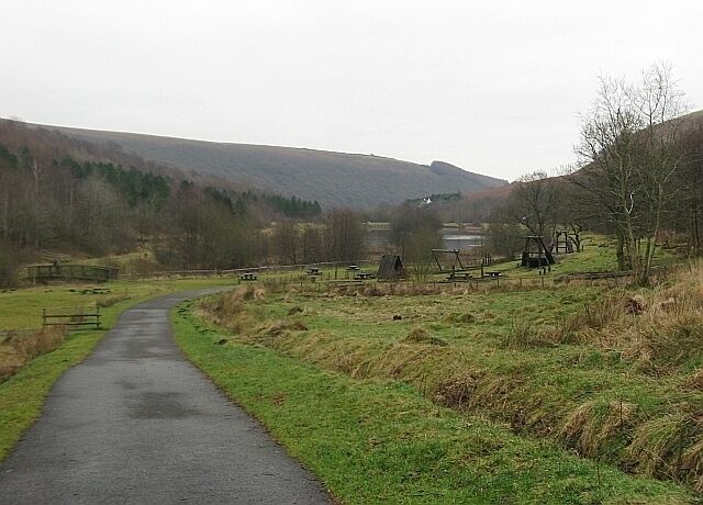 Parc Cwm Darran Nearly deserted on the afternoon of Christmas Eve. The structures on the right are a children's playground.