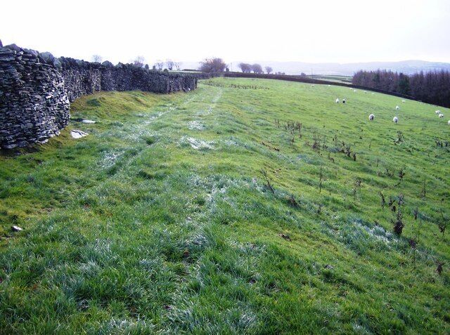Pasture at Cefn Bach A footpath runs along the western side of the ridge, across the pastures of Cefn Bach farm. This area is full of rough pastures divided by substantial stone walls.