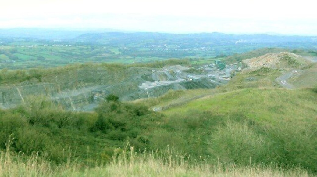 Torcoed Quarry. As seen from Mynydd Llangyndeyrn a little to the west.