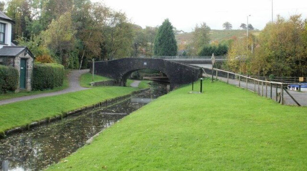 Bridge 52, Monmouthshire & Brecon Canal Pontymoile, Pontypool. Bridge 52 is only a few metres from bridge 51A 1594664, which carries the A472 over the canal. Part of bridge 51A is visible behind bridge 52.