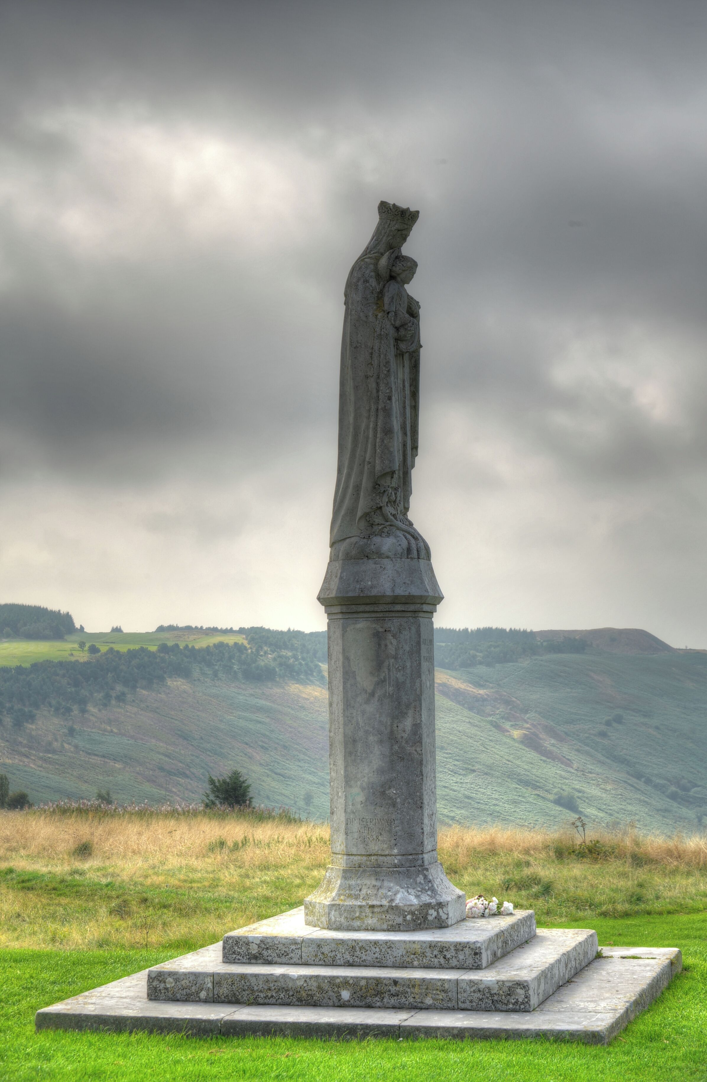 A Catholic statue at Penrhys, Wales, replacing a Marian shrine destroyed during the Protestant Reformation.