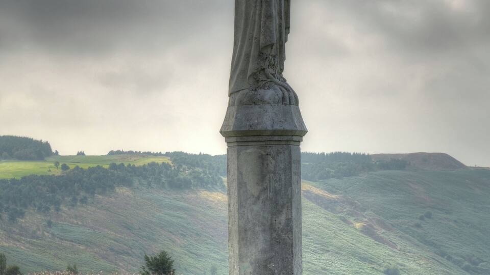A Catholic statue at Penrhys, Wales, replacing a Marian shrine destroyed during the Protestant Reformation.